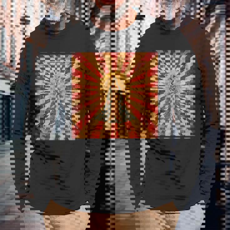 天照 女神 昇る太陽 日本神話 長袖Tシャツ 高齢者への贈り物