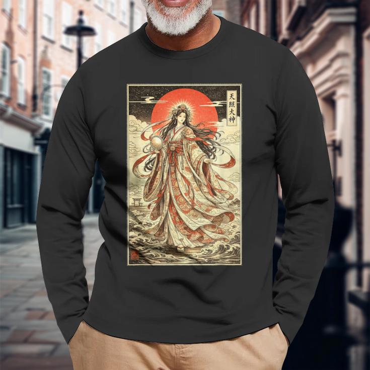 天照神道 女神 日本神話 浮世絵 長袖Tシャツ 高齢者への贈り物