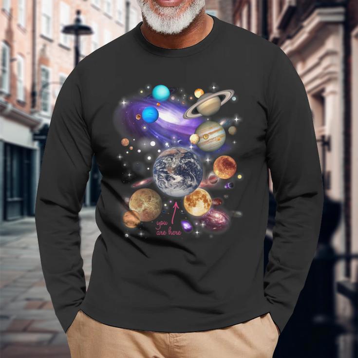 太陽系 太陽系の惑星 -Olarystem Planets 長袖Tシャツ 高齢者への贈り物