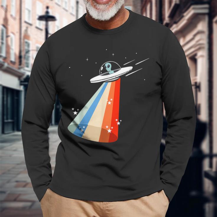 宇宙人誘引ufo 地球外飛行スペース エイリアン 長袖Tシャツ 高齢者への贈り物