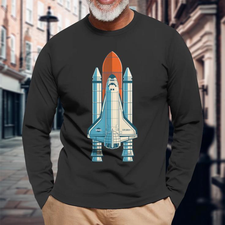 宇宙飛行士 スペースクラフト 宇宙旅行 スペースシャトル 長袖Tシャツ 高齢者への贈り物