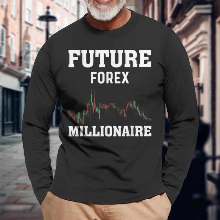将来のfx億万長者トレーダー 長袖Tシャツ 高齢者への贈り物