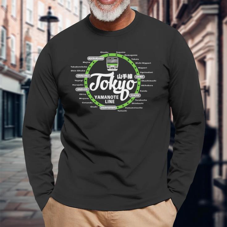 山手線 東京 和漢字 お土産 新宿 渋谷 長袖Tシャツ 高齢者への贈り物