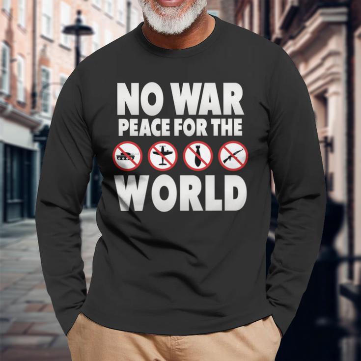 戦争禁止、平和、反戦、戦争禁止 長袖tシャツ 長袖Tシャツ 高齢者への贈り物
