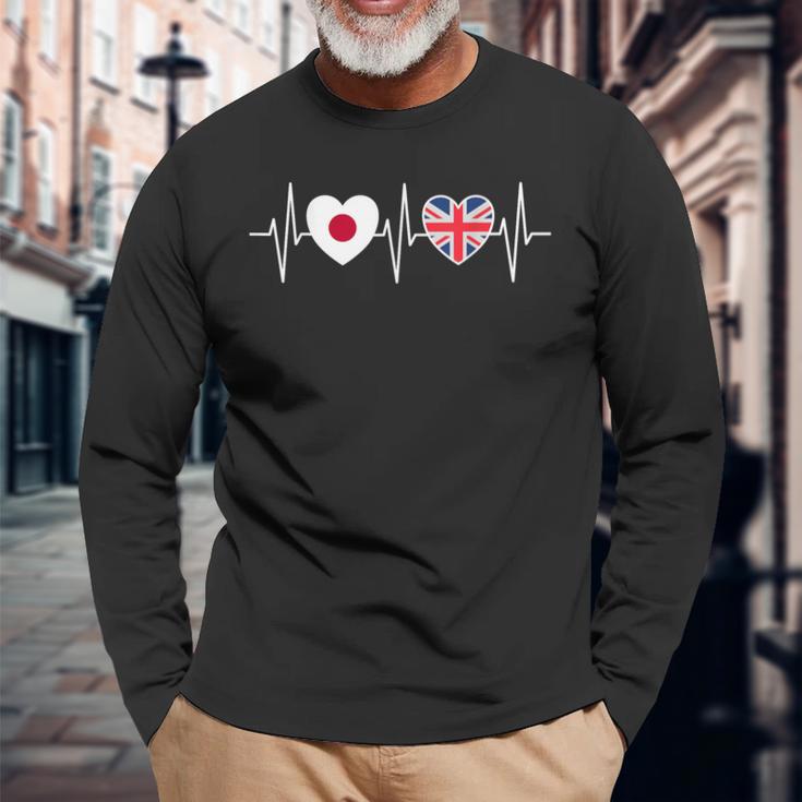 日本とイギリス イギリスの国旗 国旗 長袖Tシャツ 高齢者への贈り物