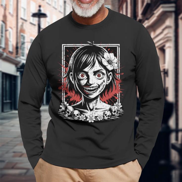 日本のゴス 不気味なエモ Y2k 日本ホラー アニメ 漫画 長袖tシャツ 長袖Tシャツ 高齢者への贈り物