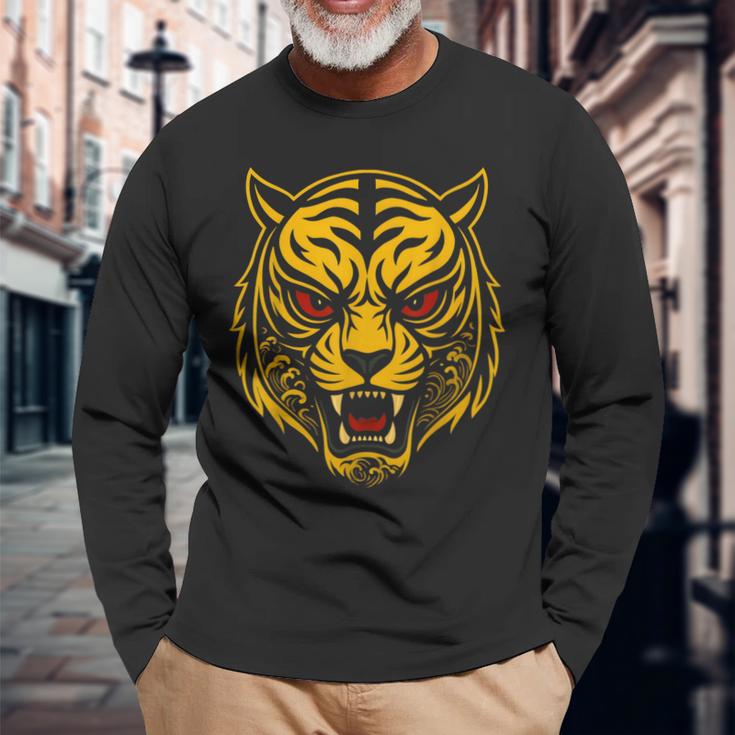 日本のタイガーの象徴的なレスリングルチャリブレマスクメンズレディース。 長袖Tシャツ 高齢者への贈り物