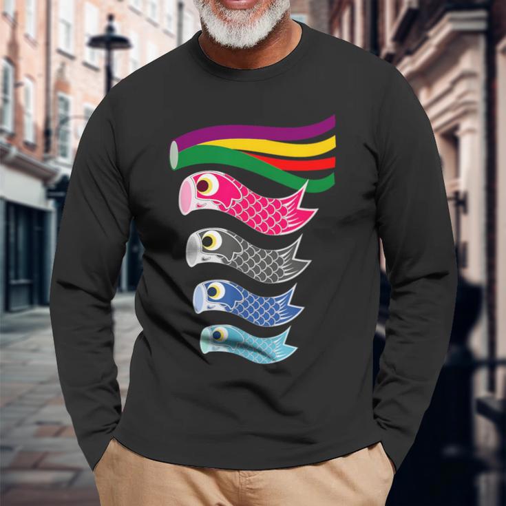 日本の伝統的な鯉鯉鯉のぼり旗 こどもの日 長袖Tシャツ 高齢者への贈り物