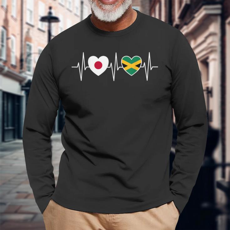 日本・ジャマイカ ジャマイカの国旗 国旗 長袖Tシャツ 高齢者への贈り物