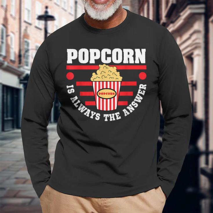 映画と日付の夜のギフトのためのおかしいポップコーンのtシャツ 長袖Tシャツ 高齢者への贈り物