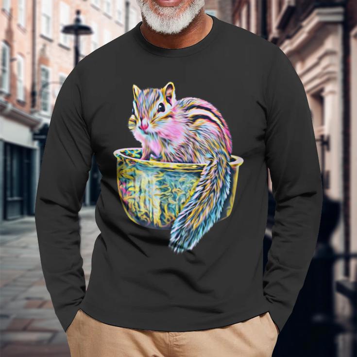 栗鼠 りす シマリス 長袖Tシャツ 高齢者への贈り物