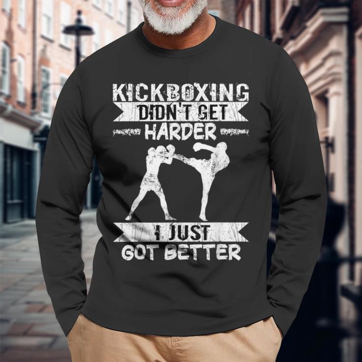 メンズ 格闘技戦闘機 キックボクシング Didn't Get Hardder キックボクシング 長袖Tシャツ 高齢者への贈り物