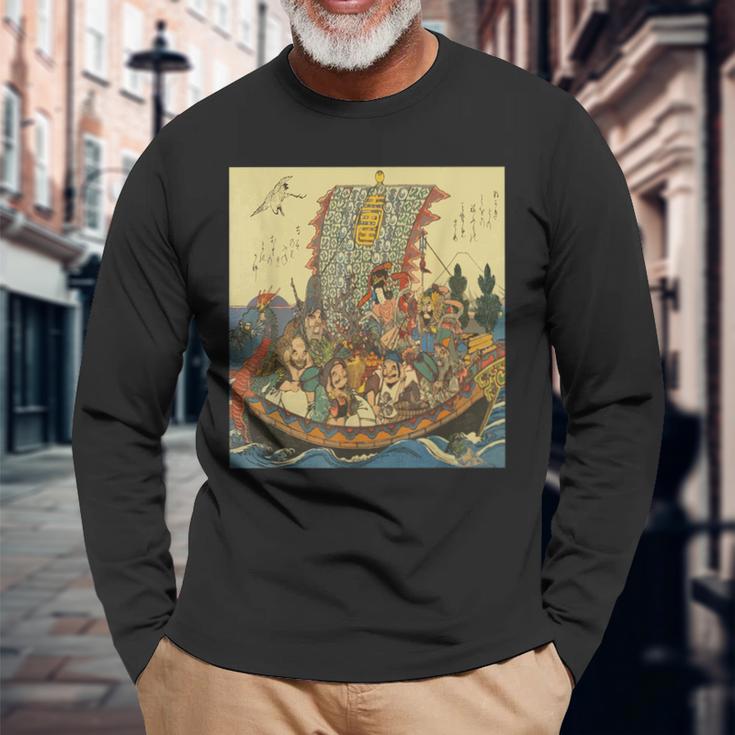 歌川広重作 宝船 七福神 長袖Tシャツ 高齢者への贈り物