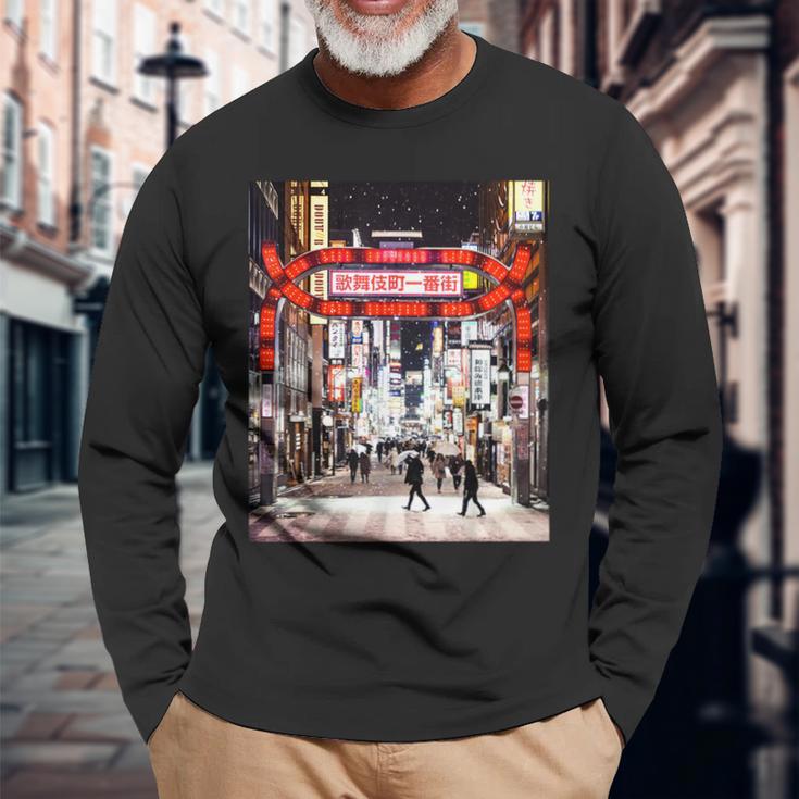 歌舞伎町 東京 ジャパン ナイトライフ 日本のストリートアート 長袖Tシャツ 高齢者への贈り物