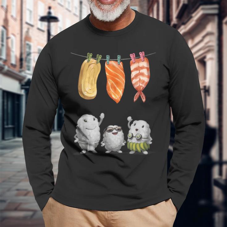 洗濯 する 寿司 すし たまご サーモン えび 長袖Tシャツ 高齢者への贈り物