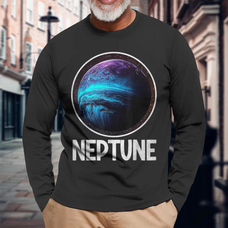 海王星 惑星 太陽系 天文学 長袖Tシャツ 高齢者への贈り物
