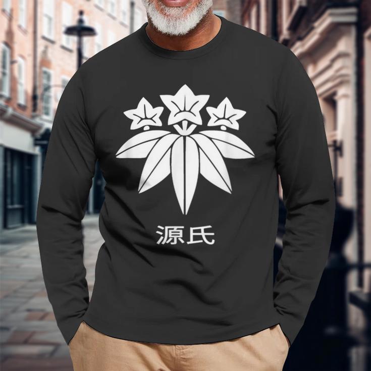 源氏 かもんと漢字 日本武士一族 長袖Tシャツ 高齢者への贈り物