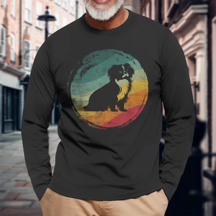 狆犬のレトロなデザイン 長袖Tシャツ 高齢者への贈り物