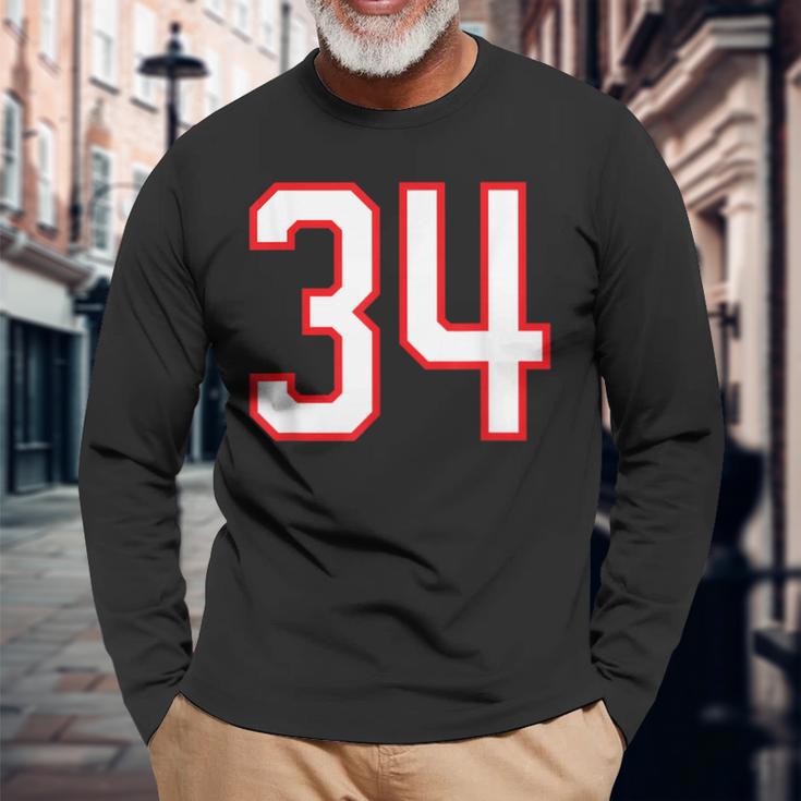 番号 34 スポーツ ホワイト レッド 代表番号 長袖Tシャツ 高齢者への贈り物