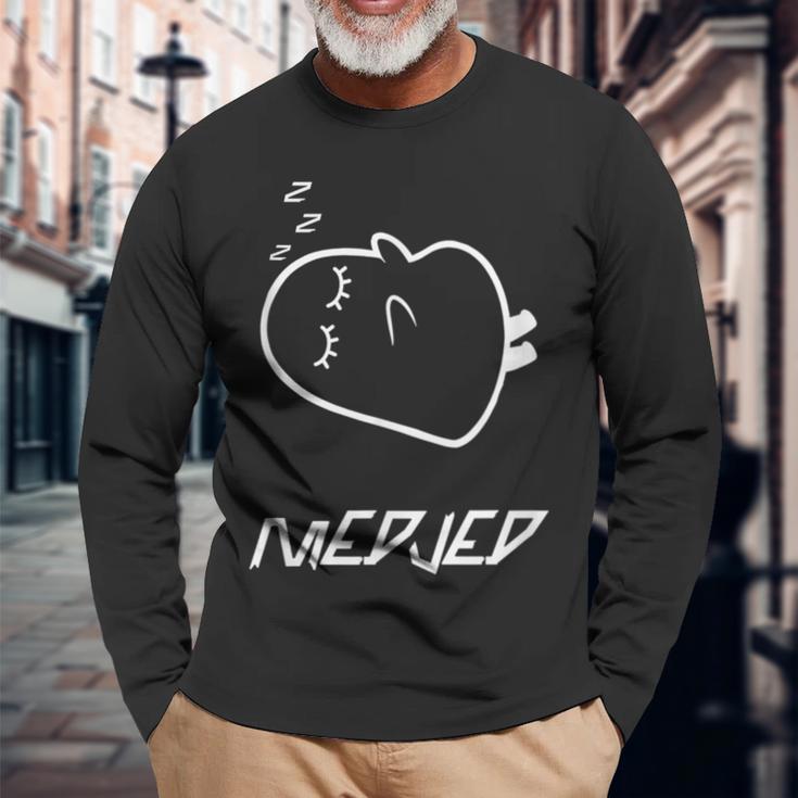 眠っているメジェド、面白い皮肉 長袖Tシャツ 高齢者への贈り物