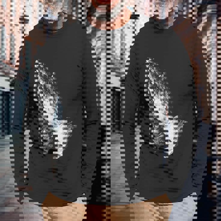 祈りの手 長袖Tシャツ 高齢者への贈り物