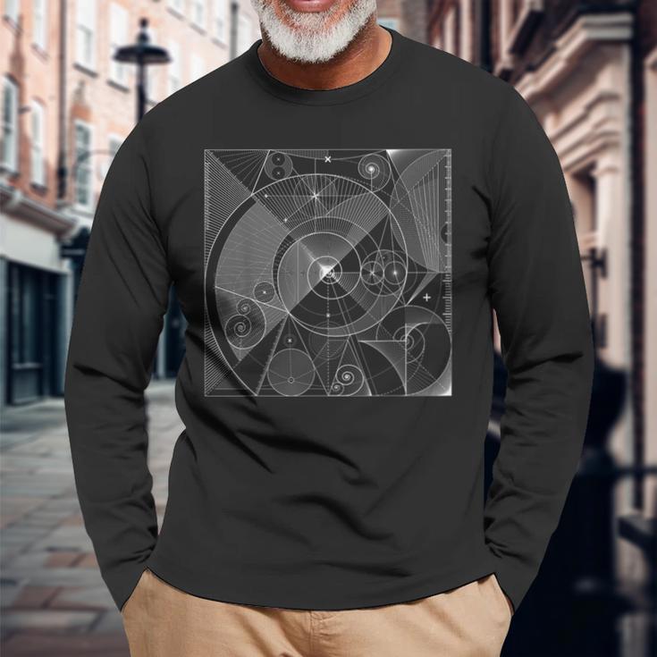 神聖な幾何学、フィボナッチ数列スパイラル、幾何学、数学 長袖Tシャツ 高齢者への贈り物