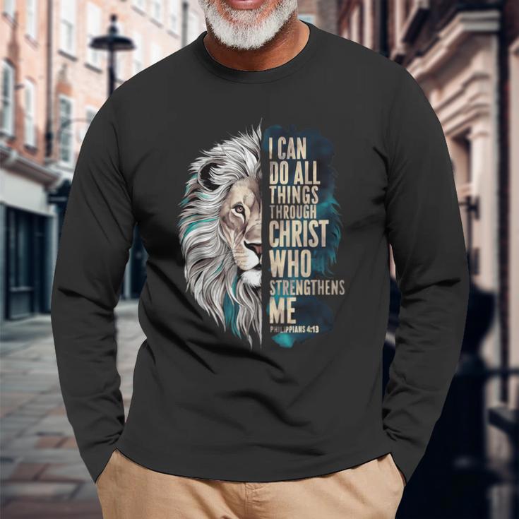 私はキリストを通して何でもできる 長袖Tシャツ 高齢者への贈り物