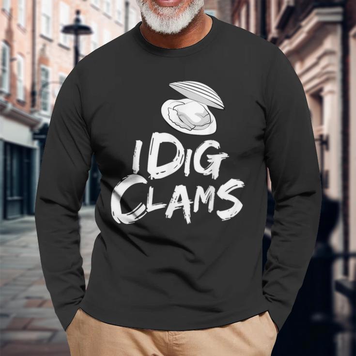 私は潮干狩り潮干狩り潮干狩りシャツシェルレーキを掘る 長袖Tシャツ 高齢者への贈り物