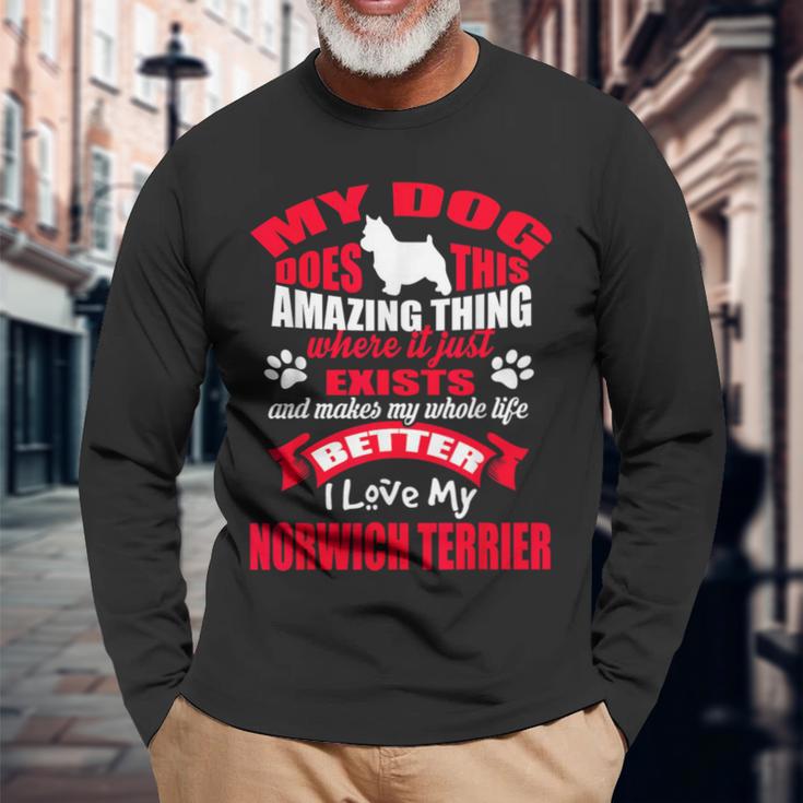 私は私のノリッジ テリア犬の面白い子犬の恋人を愛してください。 長袖Tシャツ 高齢者への贈り物