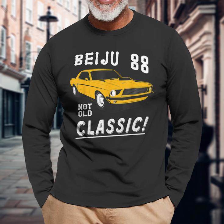 米寿 88歳 Beiju クラシックカー 誕生日祝い 男性向け 長袖Tシャツ 高齢者への贈り物