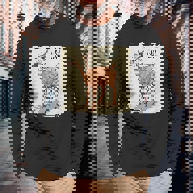 素敵な若いヤギの動物服。 長袖Tシャツ 高齢者への贈り物