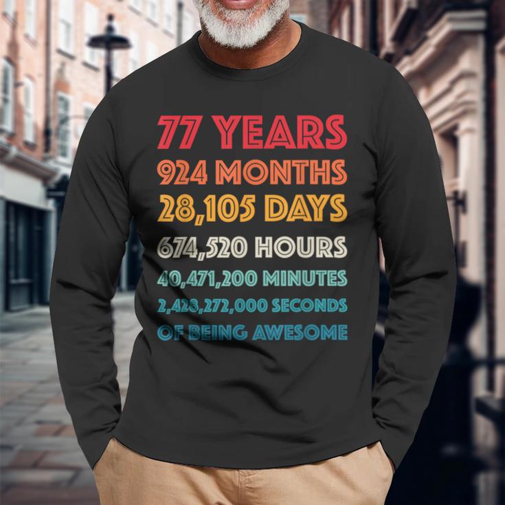 素晴らしい77歳の誕生日ギフト 面白いレトロ 77歳の誕生日 長袖Tシャツ 高齢者への贈り物