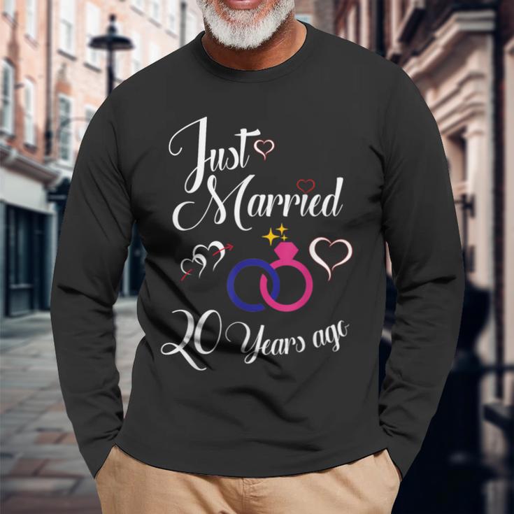 結婚記念日 20周年 長袖Tシャツ 高齢者への贈り物