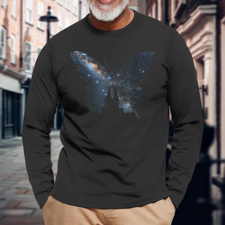 美的シルエット星宇宙銀河蝶 長袖Tシャツ 高齢者への贈り物