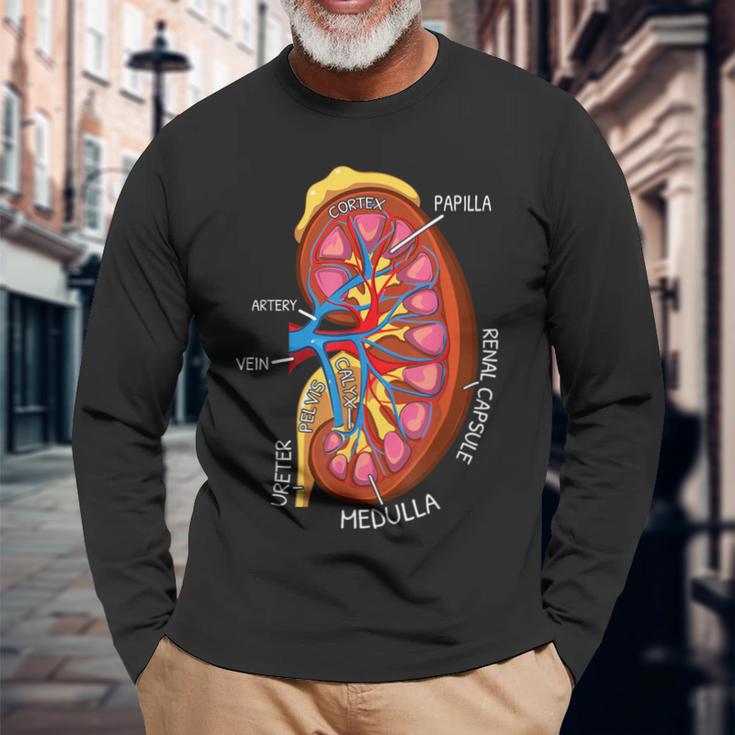 腎臓の解剖学 腎臓学 長袖Tシャツ 高齢者への贈り物