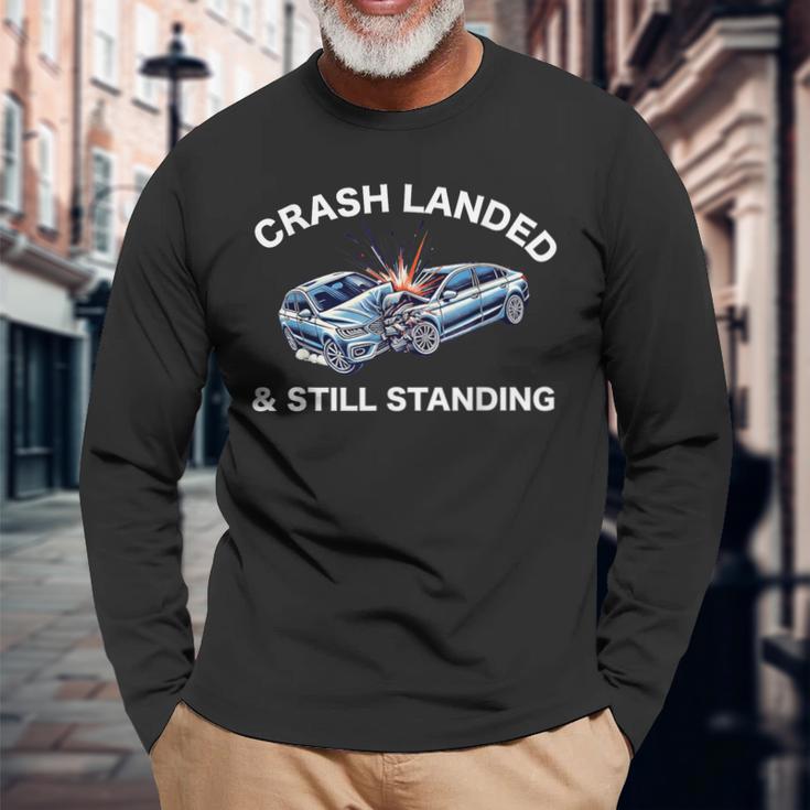 自動車事故サバイバー おもしろい 自動車事故 けが リカバリー 長袖Tシャツ 高齢者への贈り物