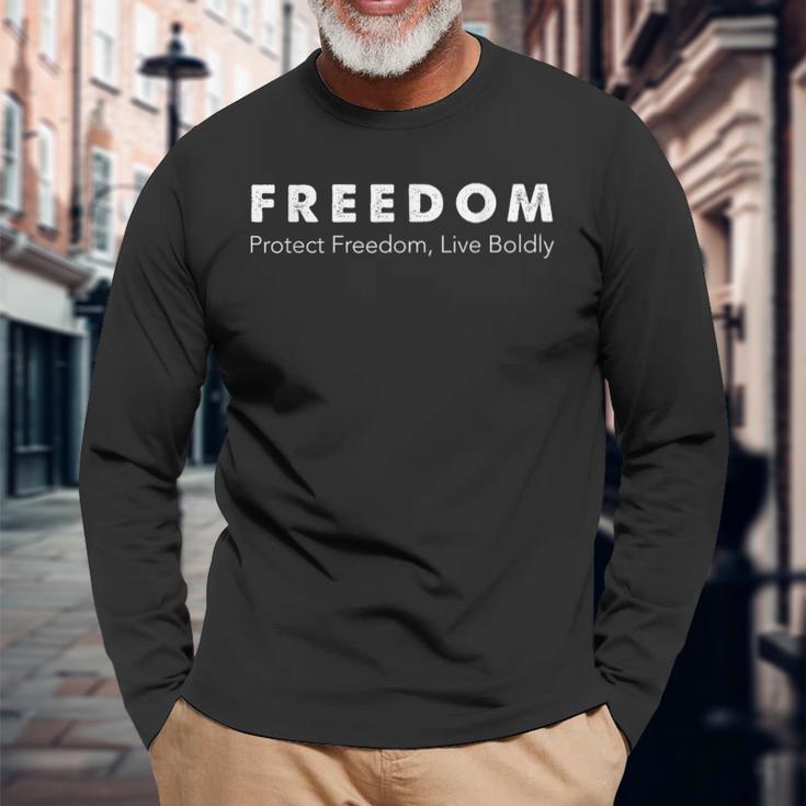 自由を守る 独立 自由 人権 自由 長袖Tシャツ 高齢者への贈り物