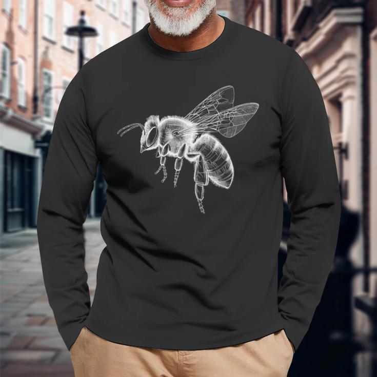 蜂 動物 モチーフ アート 蜂 長袖Tシャツ 高齢者への贈り物