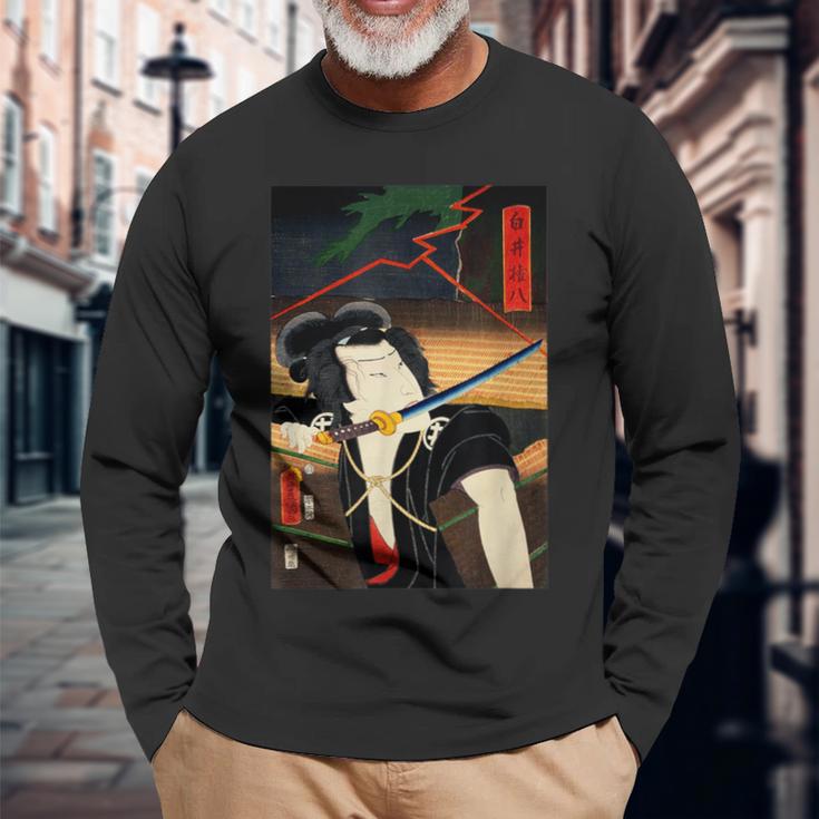 豊原くにちか ヴィンテージ江戸時代和歌舞伎アート 長袖Tシャツ 高齢者への贈り物