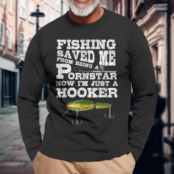 釣り用シャツ 面白いポルノスター バス ビッグフィッシュルアー 長袖Tシャツ 高齢者への贈り物