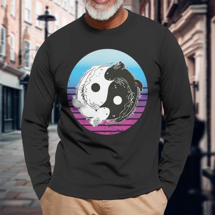 陰陽ウーパールーパー アート グラフィック アニメ ウーパールーパー 恋人 日本語 長袖tシャツ 長袖Tシャツ 高齢者への贈り物