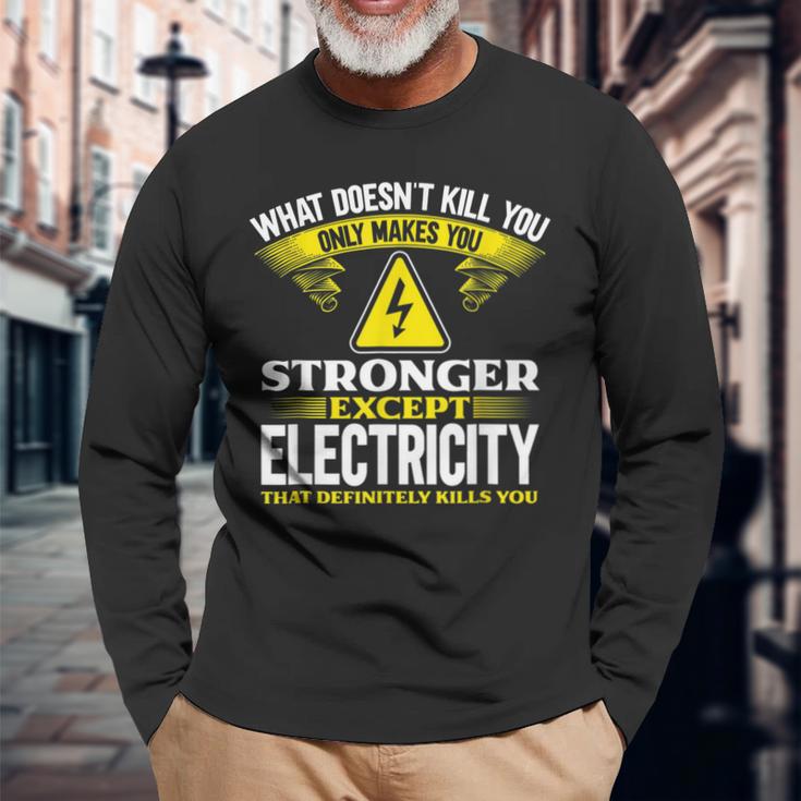 メンズ 電気工事士 面白い ラインマン 長袖Tシャツ 高齢者への贈り物