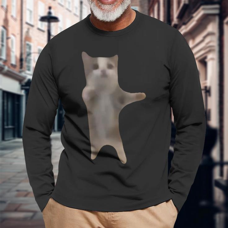 面白い ハッピーキャット ミーム キュート トレンド 長袖Tシャツ 高齢者への贈り物