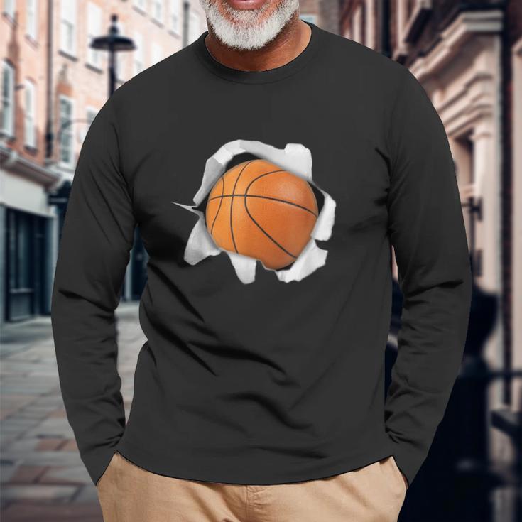面白いtシャツ バスケットボール おもしろ 服 ネタ メンズ バスケ部 おもしろグッズ 大人 子供 長袖Tシャツ 高齢者への贈り物