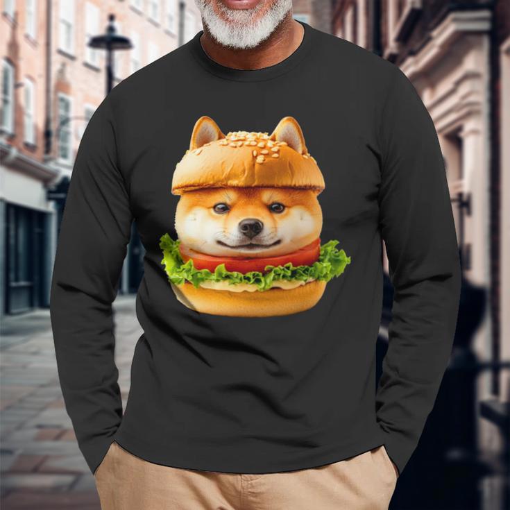 面白いtシャツ 柴犬 犬 イヌ ハンバーガー メンズ 犬好き グッズ かわいい おもしろ 面白い 服 ネタ 長袖tシャツ 長袖Tシャツ 高齢者への贈り物