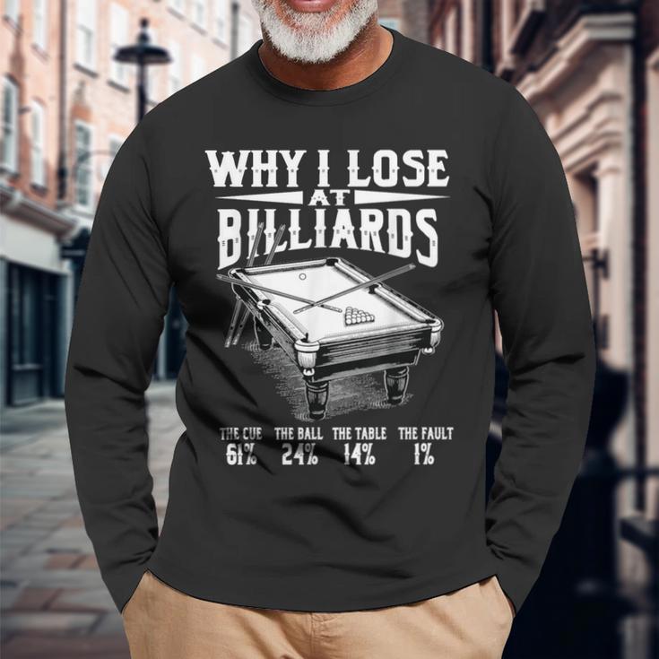 面白いビリヤード スヌーカーで負ける理由 ビリヤード プールプレーヤー 長袖Tシャツ 高齢者への贈り物