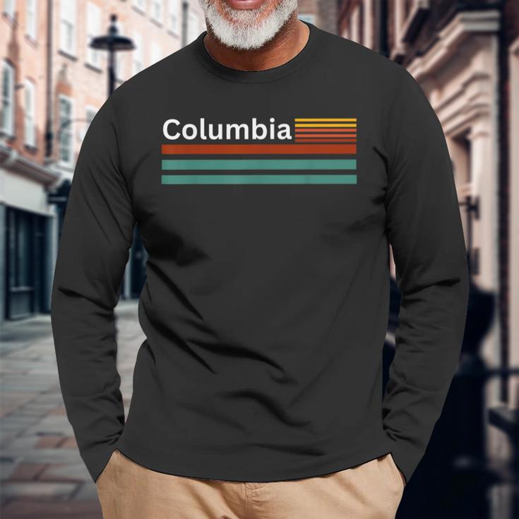 面白いレトロヴィンテージ 1980 グラフィックスタイル コロンビア ユニセックス 長袖Tシャツ 高齢者への贈り物