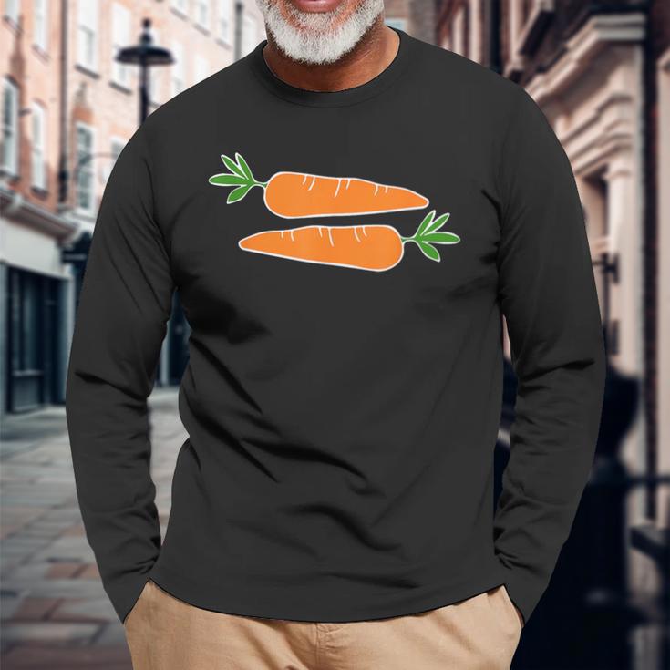 面白い人参デザイン 野菜にんじん 長袖Tシャツ 高齢者への贈り物
