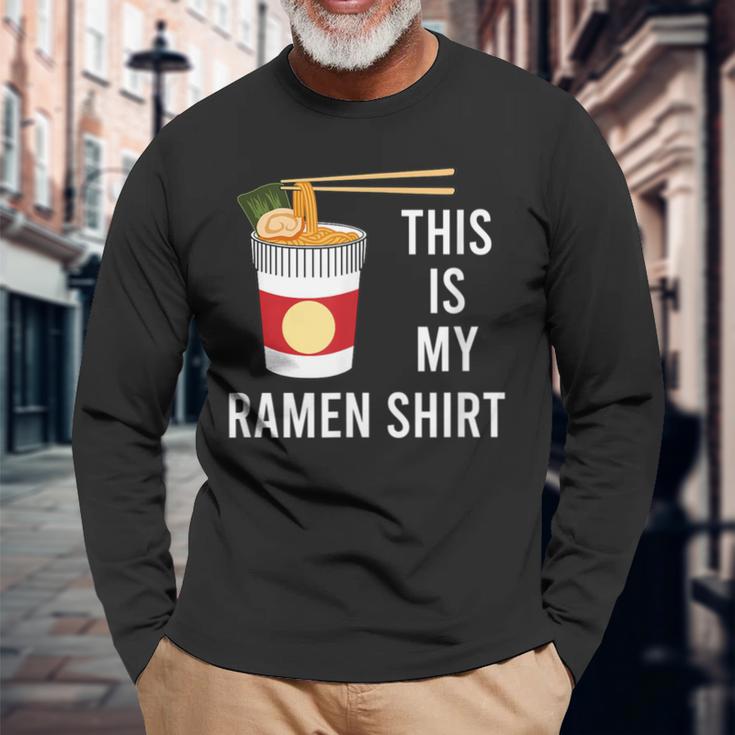 面白い言葉ラーメンどんぶり麺日本食 長袖Tシャツ 高齢者への贈り物