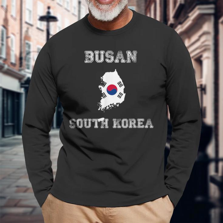 韓国 アンティーク調 旗 釜山 プライド 長袖Tシャツ 高齢者への贈り物